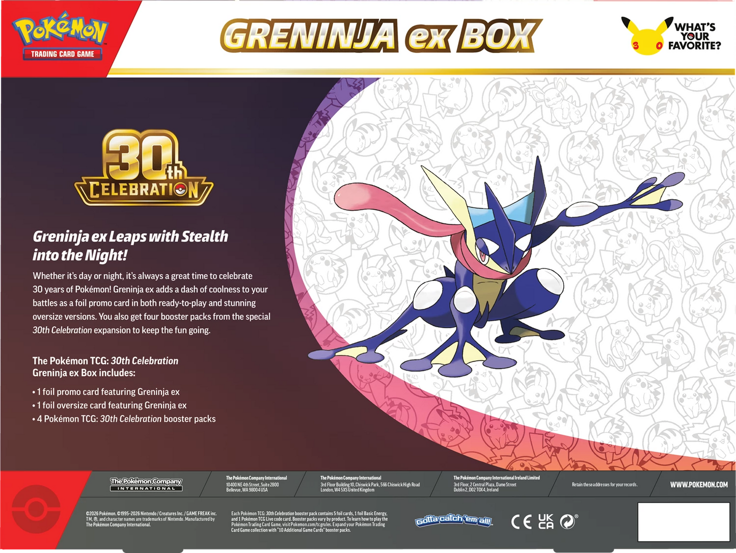 Pokémon TCG 30th Celebration Greninja ex Box