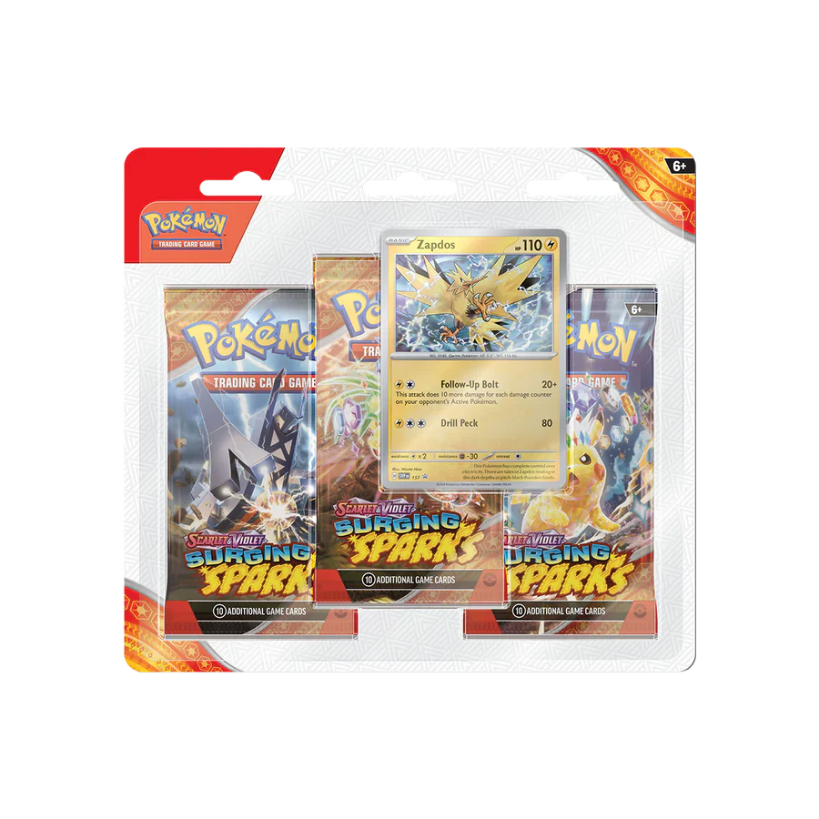 Pokémon TCG: Scarlet & Violet SV08 – Surging Spark 3-Pack Blister Zapdos