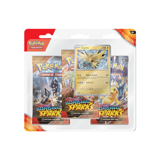 Pokémon TCG: Scarlet & Violet SV08 – Surging Spark 3-Pack Blister Zapdos