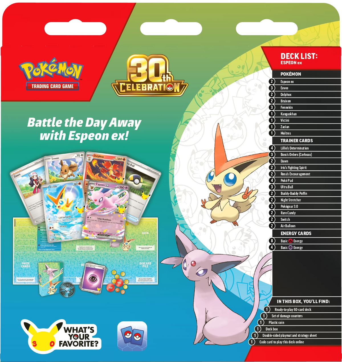 Pokémon TCG: 30th Celebration Battle Deck Collection 2026 – Espeon and Umbreon Bundle (2 Decks)