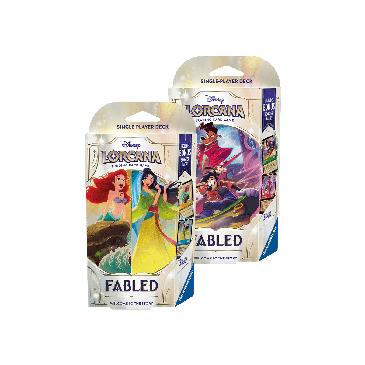 Disney Lorcana: Fabled Starter Decks (Amber/Sapphire & Ruby/Emerald) — Set of 2