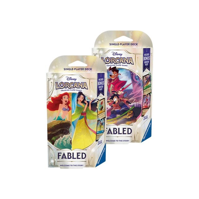 Disney Lorcana: Fabled Starter Decks (Amber/Sapphire & Ruby/Emerald) — Set of 2