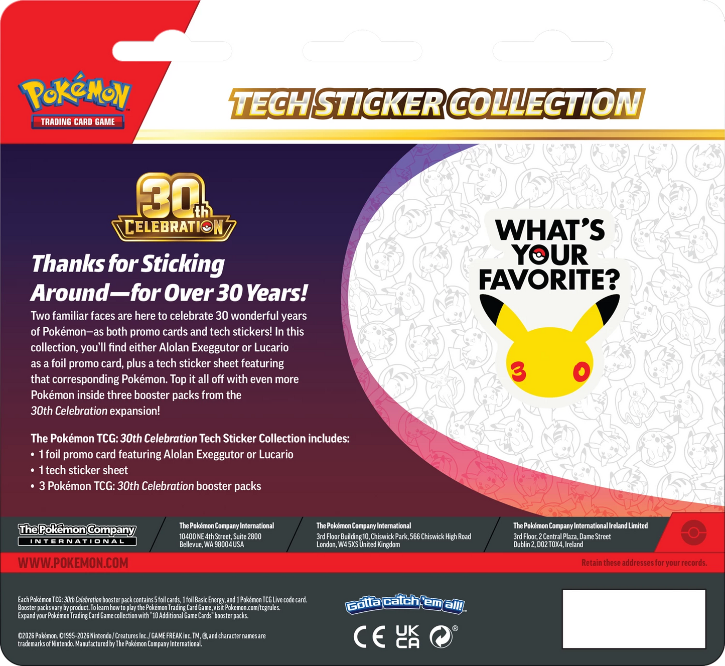 Pokémon TCG 30th Celebration Tech Sticker Collection