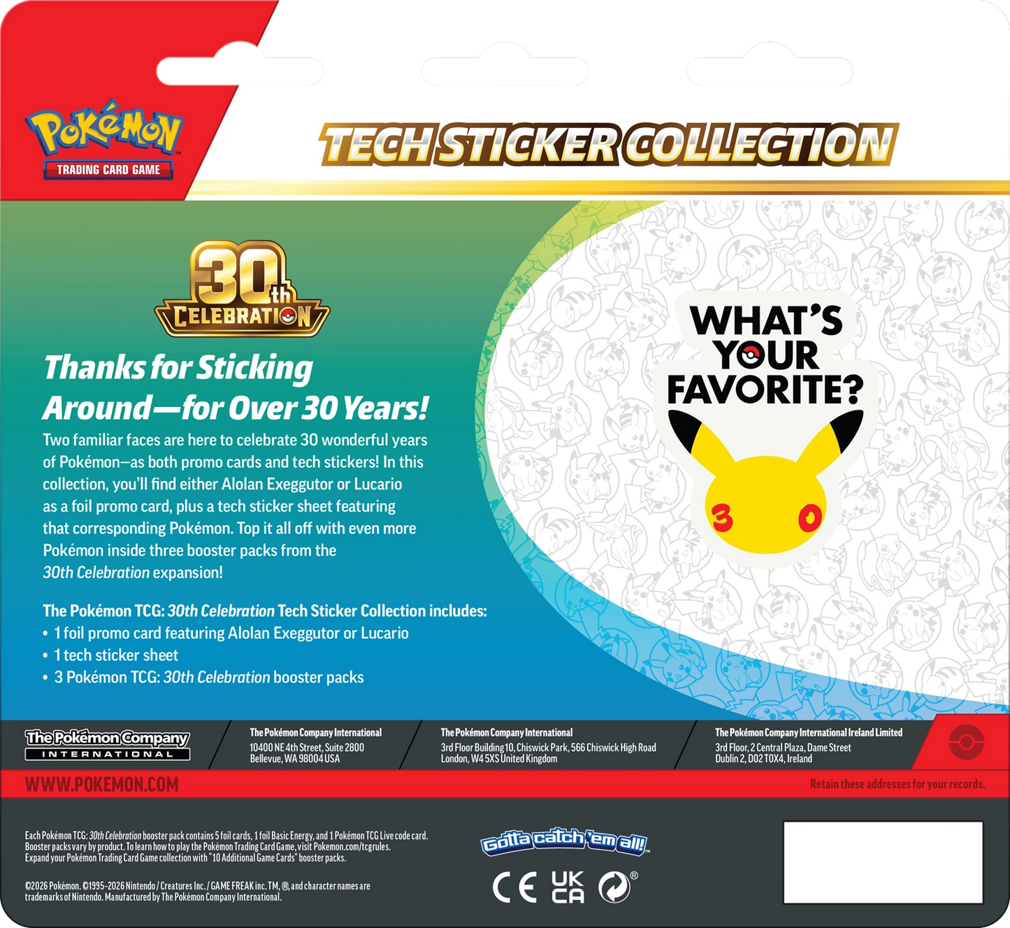 Pokémon TCG 30th Celebration Tech Sticker Collection
