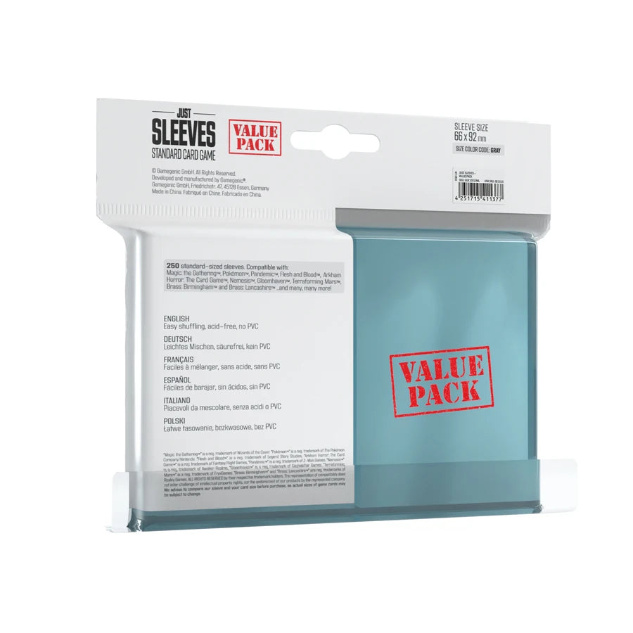 Just Sleeves – Standard Card Game Sleeves Value Pack (Clear, 250 Sleeves)